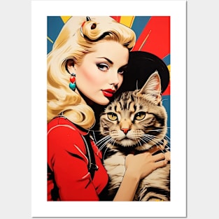 in love with her cat Posters and Art